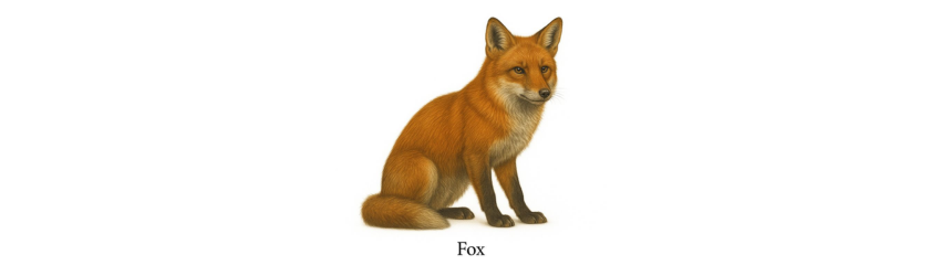 Mature red fox (dog fox) illustration on white background for fox pest control services page.