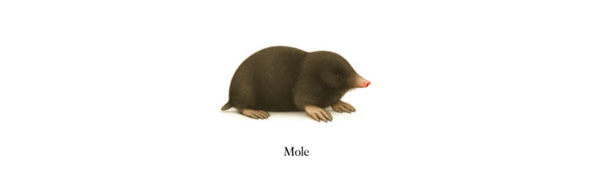 European mole illustration on white background for mole pest control services page.