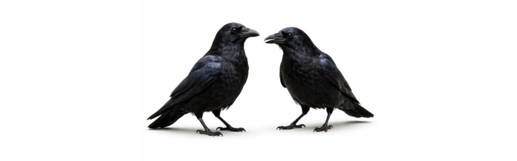 Two carrion crows, corvid control in Swindon for crows, rooks, jackdaws and magpies on farms and estates in Wiltshire